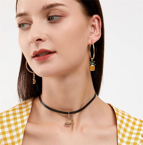 قلادة على شكل فراشة رائعة من Vonika مصنوعة من الجلد الأسود للنساء مجوهرات، سلسلة تمديد قابلة للتعديل in Kuwait