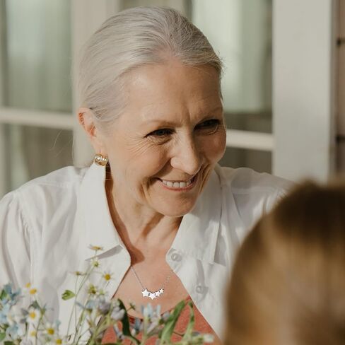 MADAOGO Four Generations Necklace for Women, 925 Sterling Silver Four Star Necklace, Great Grandma Gifts, Mother's Day Jewelry Gift Ideas for Women, Birthday Gifts for Grandma, Medium, Sterling in Kuwait