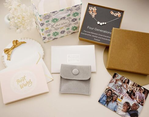 MADAOGO Four Generations Necklace for Women, 925 Sterling Silver Four Star Necklace, Great Grandma Gifts, Mother's Day Jewelry Gift Ideas for Women, Birthday Gifts for Grandma, Medium, Sterling in Kuwait