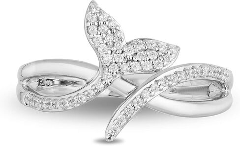 Jewelili Enchanted Disney Fine Jewelry Sterling Silver 1/8 Cttw Natural White Round Diamond Ariel Ring in Saudi Arabia