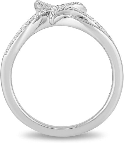 Jewelili Enchanted Disney Fine Jewelry Sterling Silver 1/8 Cttw Natural White Round Diamond Ariel Ring in Saudi Arabia