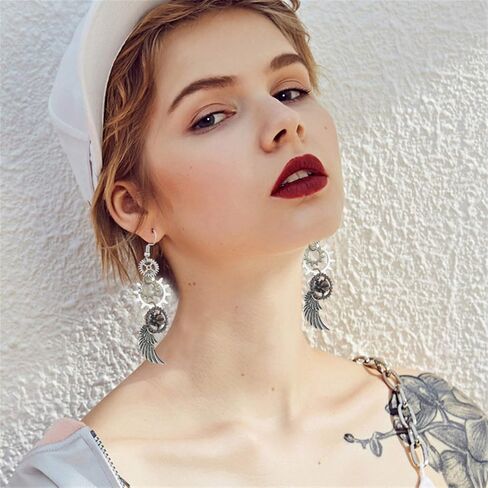 DAMLENG Steampunk خمر الأقراط الأعمال اليدوية الفريدة الرجعية ساعة ترس القرط العتيقة مزيج من لهجة أقراط للنساء الرجال in Kuwait