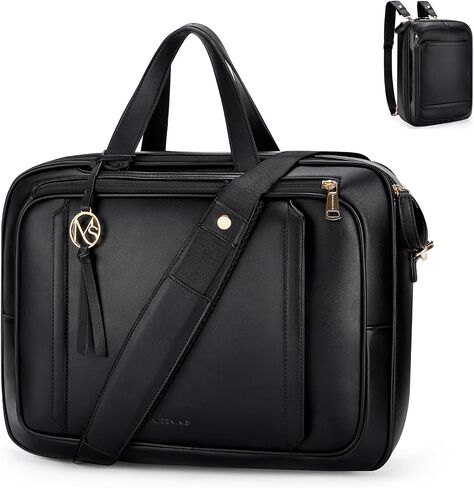 Missnine Briefcase for Women 15.6 inch Messenger Backpack PU Leather Laptop Bag Computer Bag for College Business Travel in Saudi Arabia