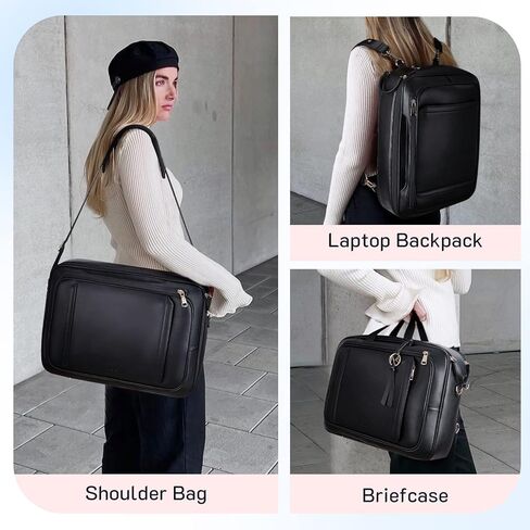 Missnine Briefcase for Women 15.6 inch Messenger Backpack PU Leather Laptop Bag Computer Bag for College Business Travel in Saudi Arabia