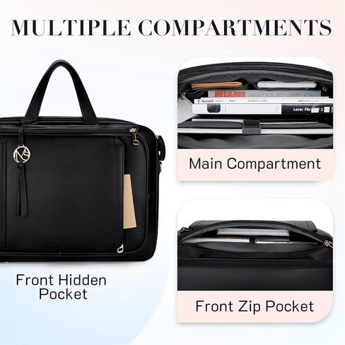 Missnine Briefcase for Women 15.6 inch Messenger Backpack PU Leather Laptop Bag Computer Bag for College Business Travel in Saudi Arabia