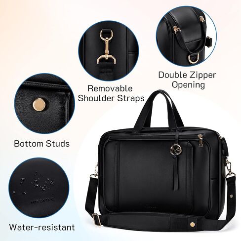 Missnine Briefcase for Women 15.6 inch Messenger Backpack PU Leather Laptop Bag Computer Bag for College Business Travel in Saudi Arabia