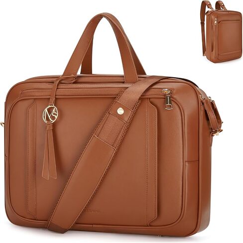 Missnine Briefcase for Women 15.6 inch Messenger Backpack PU Leather Laptop Bag Computer Bag for College Business Travel in Saudi Arabia