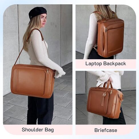 Missnine Briefcase for Women 15.6 inch Messenger Backpack PU Leather Laptop Bag Computer Bag for College Business Travel in Saudi Arabia