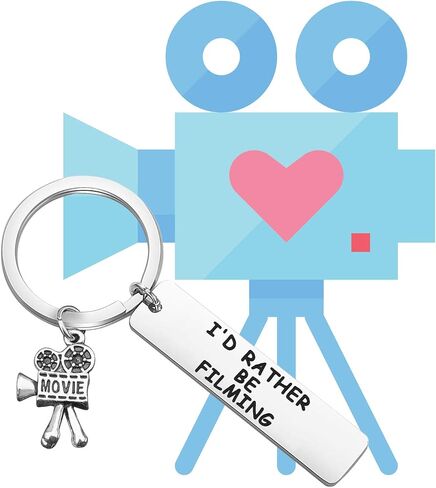 Movie Camera Keychain I'd Rather Be Filming Jewelry Gift For Director Videographer Writer in Saudi Arabia
