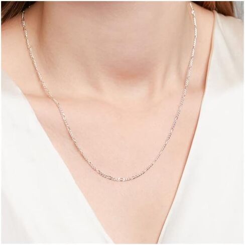 ARGENTO REALE 925 Sterling Silver Figaro Link Chain Necklace - 1.5MM 2MM Silver Figaro Link Necklace for Pendants Women Girls Boys 18-30 in Saudi Arabia