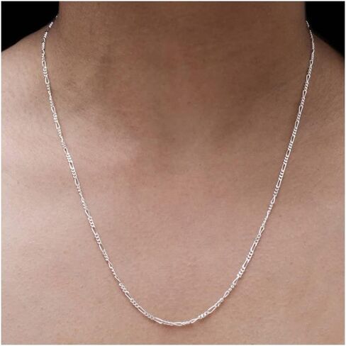 ARGENTO REALE 925 Sterling Silver Figaro Link Chain Necklace - 1.5MM 2MM Silver Figaro Link Necklace for Pendants Women Girls Boys 18-30 in Saudi Arabia