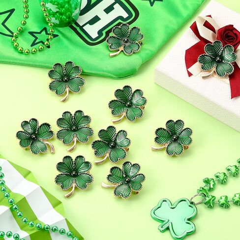 40 Pcs St. Patrick's Day Lapel Pins Irish Shamrock Pin Enamel Plated Clover Pins Green Gold Retro Four Leaf Brooch for Women Men Jewelry Party Favors in Saudi Arabia