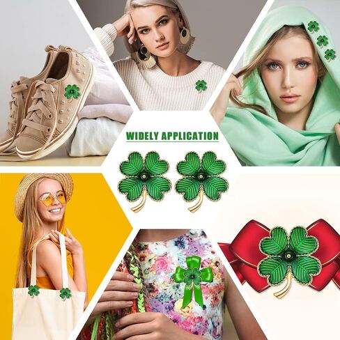 40 Pcs St. Patrick's Day Lapel Pins Irish Shamrock Pin Enamel Plated Clover Pins Green Gold Retro Four Leaf Brooch for Women Men Jewelry Party Favors in Saudi Arabia