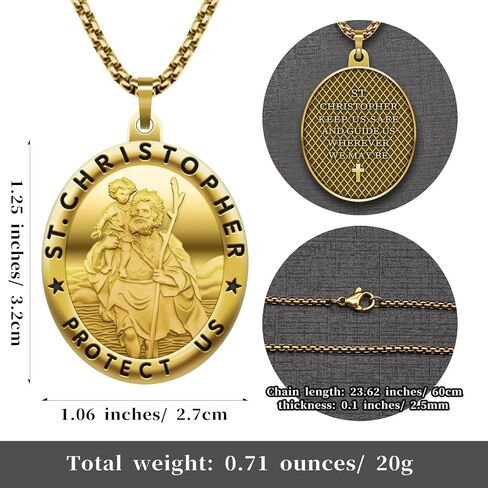 Anwlki Saint Christopher Necklace St Christopher Medal Bless Safety Religion Pendant Gift for Men, Women, Family, Parent, Friend in Saudi Arabia