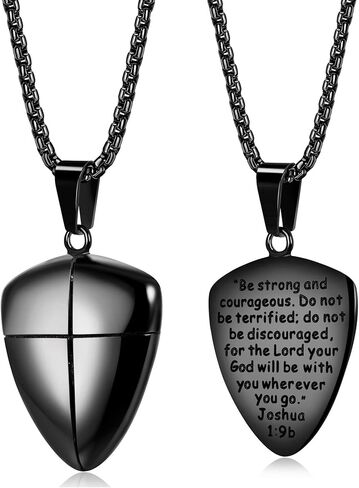 LOYALLOOK قلادة الصليب الأسود للنساء الكتاب المقدس الآية الصليب قلادة سلسلة دينية ذات مغزى الفولاذ المقاوم للصدأ العلم الأمريكي سلسلة قلادة الصليب in Kuwait