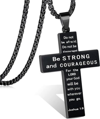 LOYALLOOK Black Cross Necklace for Women Bible Verse Cross Pendant Meaningful Religious Chain Stainless Steel American Flag Cross Pendant Chain in Saudi Arabia