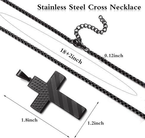 LOYALLOOK Black Cross Necklace for Women Bible Verse Cross Pendant Meaningful Religious Chain Stainless Steel American Flag Cross Pendant Chain in Saudi Arabia