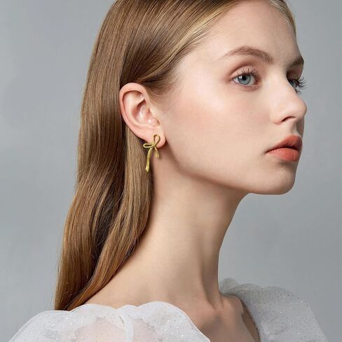 HAISWET 925 أقراط من الفضة الاسترليني على شكل فيونكة أقراط على شكل فيونكة للنساء والفتيات in Kuwait