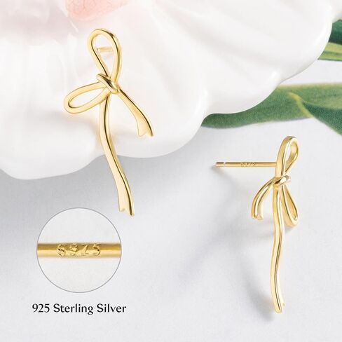 HAISWET 925 أقراط من الفضة الاسترليني على شكل فيونكة أقراط على شكل فيونكة للنساء والفتيات in Kuwait