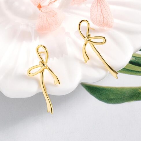 HAISWET 925 أقراط من الفضة الاسترليني على شكل فيونكة أقراط على شكل فيونكة للنساء والفتيات in Kuwait