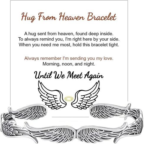 Hug From Heaven Bracelet, to My Love in Heaven Vintage Angel Wings Memorial Bracelet for Women, Adjustable Sympathy Remembrance Bangle, Memorial Gifts for Loss of Women Man in Saudi Arabia