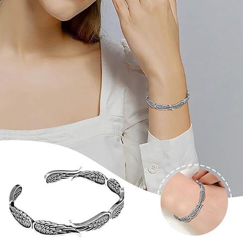 Hug From Heaven Bracelet, to My Love in Heaven Vintage Angel Wings Memorial Bracelet for Women, Adjustable Sympathy Remembrance Bangle, Memorial Gifts for Loss of Women Man in Saudi Arabia