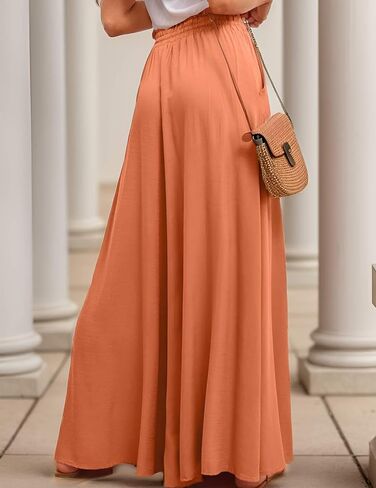Wide Leg Pants for Women Casual Elastic Waist Loose Trousers with Pockets in Saudi Arabia