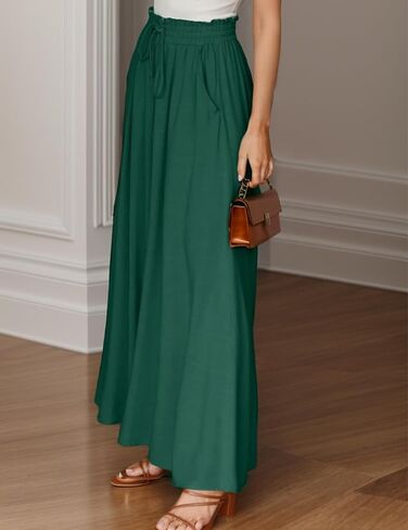 Wide Leg Pants for Women Casual Elastic Waist Loose Trousers with Pockets in Saudi Arabia