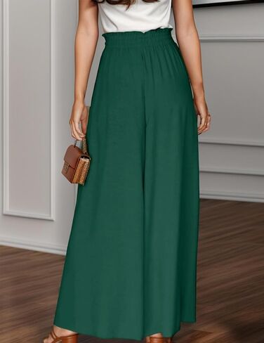 Wide Leg Pants for Women Casual Elastic Waist Loose Trousers with Pockets in Saudi Arabia