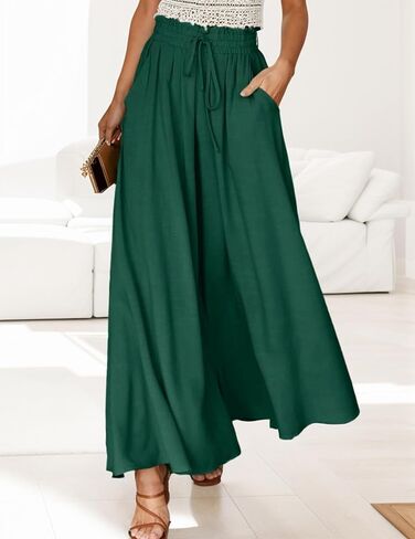 Wide Leg Pants for Women Casual Elastic Waist Loose Trousers with Pockets in Saudi Arabia