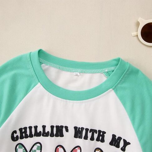 MODNTOGA Boys Girls Easter Outfit Bunny Graphic T-Shirt Chillin' with My Peeps Letter Print Short Sleeve Tee Tops in Saudi Arabia