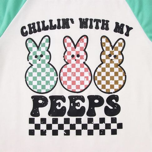 MODNTOGA Boys Girls Easter Outfit Bunny Graphic T-Shirt Chillin' with My Peeps Letter Print Short Sleeve Tee Tops in Saudi Arabia