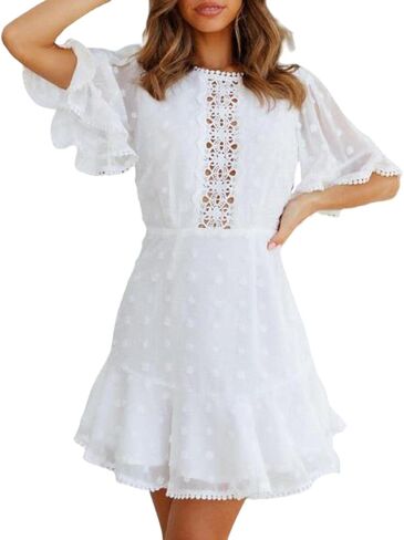 Miessial Women's Tied Waist Floral Mini Dress Summer Sleeveless Flowy Dress in Saudi Arabia