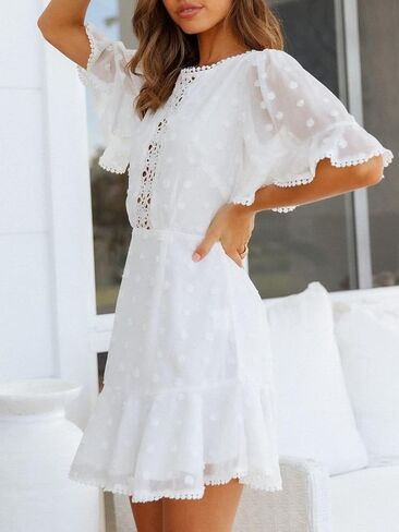 Miessial Women's Tied Waist Floral Mini Dress Summer Sleeveless Flowy Dress in Saudi Arabia