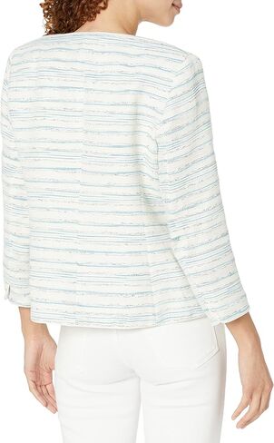 Anne Klein Women's Stripe Tweed Piped Cardigan Jacket W/Cro in Saudi Arabia