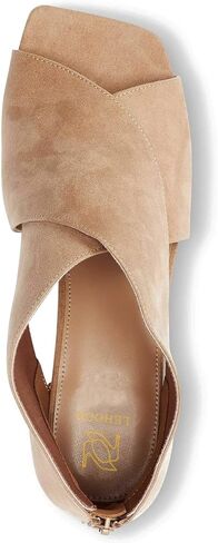حذاء نسائي من LEHOOR بكعب مكتنز مفتوح عند الأصابع من الجلد السويدي بفتحة جانبية للكاحل بمقدمة مفتوحة مربعة مقاس 5 سم بكعب متوسط ​​فستان بكعب صندل وأحذية طويلة بسحاب خلفي وحفلات المكتب من جلد الغزال باللون البيج - 8 M US in Kuwait