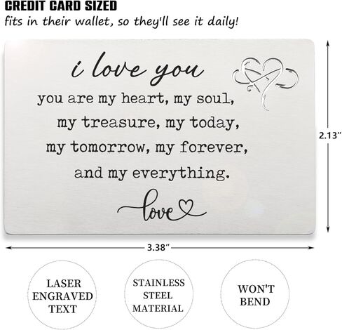 بطاقة إدراج محفظة مذكرة الحب، بطاقة إدراج المحفظة المحفورة للرجال، له، صديقها، عيد الحب، الذكرى السنوية للزفاف، عيد الميلاد، هدايا عيد الميلاد، هدية عيد الميلاد قبل النشر WC5 in Kuwait