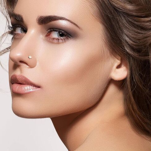 Lantine Threadless Nose Ring g23 Titanium 16g 18g 20g Push in Flat Back Earrings Nose Stud Lip Cartilage Helix Daith Piercing Jewelry in Saudi Arabia