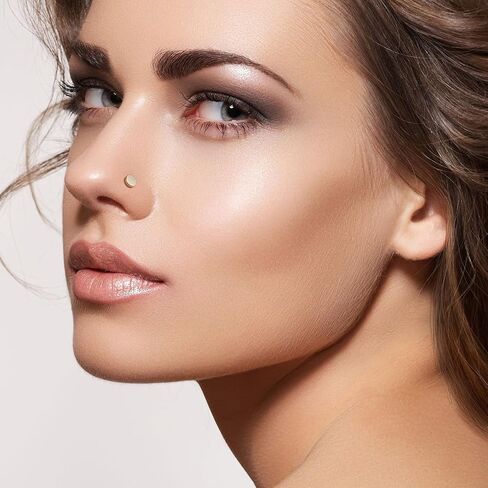 Lantine Threadless Nose Ring g23 Titanium 16g 18g 20g Push in Flat Back Earrings Nose Stud Lip Cartilage Helix Daith Piercing Jewelry in Kuwait