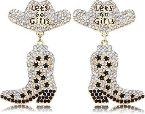 الأقراط الغربية التألق حجر الراين مطرز نجمة راعية البقر الأقراط التمهيد البلاد الغربي الحفل الزي دعونا نذهب الفتيات قبعة رعاة البقر الأحذية قطرة أقراط تتدلى للنساء الفتيات ناشفيل روديو العازبة حزب المجوهرات الهدايا in Kuwait