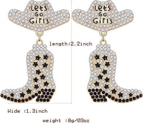 الأقراط الغربية التألق حجر الراين مطرز نجمة راعية البقر الأقراط التمهيد البلاد الغربي الحفل الزي دعونا نذهب الفتيات قبعة رعاة البقر الأحذية قطرة أقراط تتدلى للنساء الفتيات ناشفيل روديو العازبة حزب المجوهرات الهدايا in Kuwait