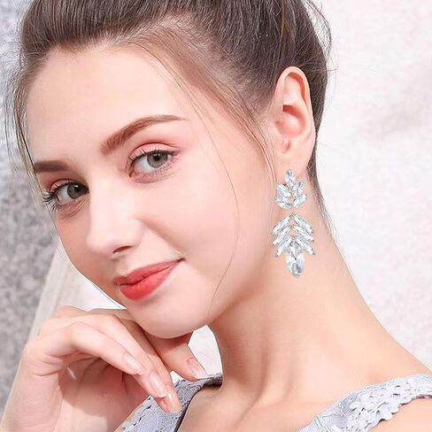 Just Follow Glitter Rhinestone Statement Earrings for Women Vintage Fancy Cluster Crystal Drop Dangle Earrings Large Colorful Crystal Chandelier Earrings for Women Girls in Kuwait