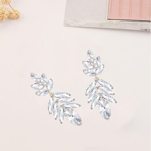 Just Follow Glitter Rhinestone Statement Earrings for Women Vintage Fancy Cluster Crystal Drop Dangle Earrings Large Colorful Crystal Chandelier Earrings for Women Girls in Kuwait