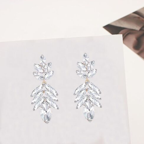 Just Follow Glitter Rhinestone Statement Earrings for Women Vintage Fancy Cluster Crystal Drop Dangle Earrings Large Colorful Crystal Chandelier Earrings for Women Girls in Kuwait