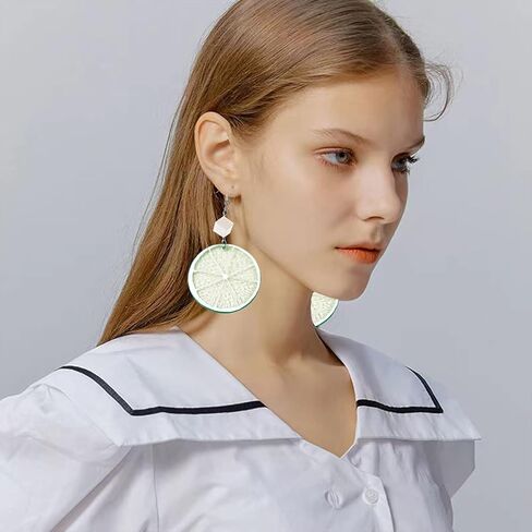 أقراط متدلية شفافة من الراتنج الليموني الأصفر، أقراط متدلية على شكل قطرة ليمون كبيرة خضراء لطيفة للنساء والفتيات مجوهرات هدية in Kuwait