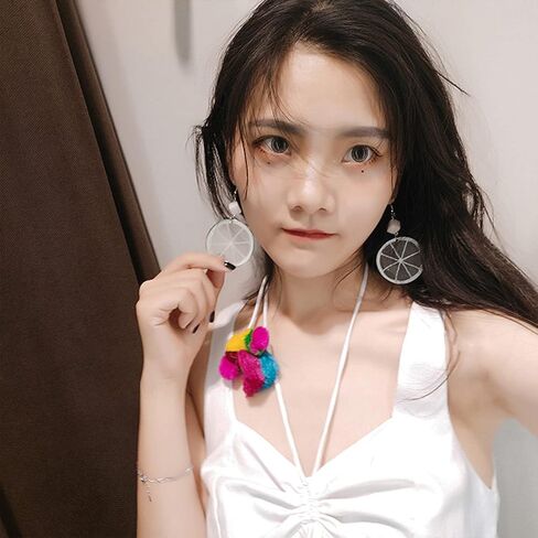 أقراط متدلية شفافة من الراتنج الليموني الأصفر، أقراط متدلية على شكل قطرة ليمون كبيرة خضراء لطيفة للنساء والفتيات مجوهرات هدية in Kuwait