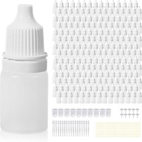 220 Pcs Dropper Bottles Eye Dropper Bottle Bulk Small Plastic Liquid Container Portable Squeezable Eye Liquid Dropper with Caps and Plug for Oil Eye Liquid Storage (20ml)