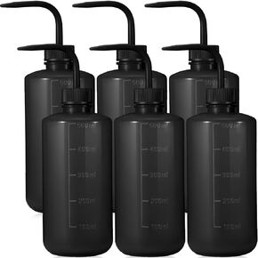 6 Pcs 500 ml Tattoo Wash Bottle Water Squirt Bottle Lab Squeeze Bottles Lash Water Bottle Squeezer Safety Rinse Bottle for Eyelash Extensions, Tattoo Supplies, Cleaning, Succulent (Black)