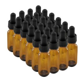 The Bottle Depot - 24 Pack - 0.5 oz Glass Bottle with Dropper - Black UV - 18-400 Neck Finish - Boston Round Bottles - UV Rays Protection