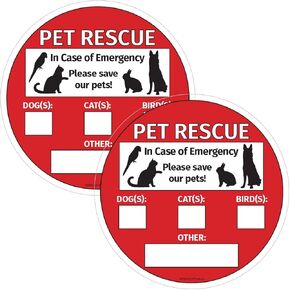 2 Pack: Save Our Pets Sign - 5 x 5 in. - Emergency Pet Window Sticker - Rescue Our Pets Decal - In Case of Fire Save My Dog, Pets Onboard, Window Static Cling Decal - Easy to Remove and Reposition